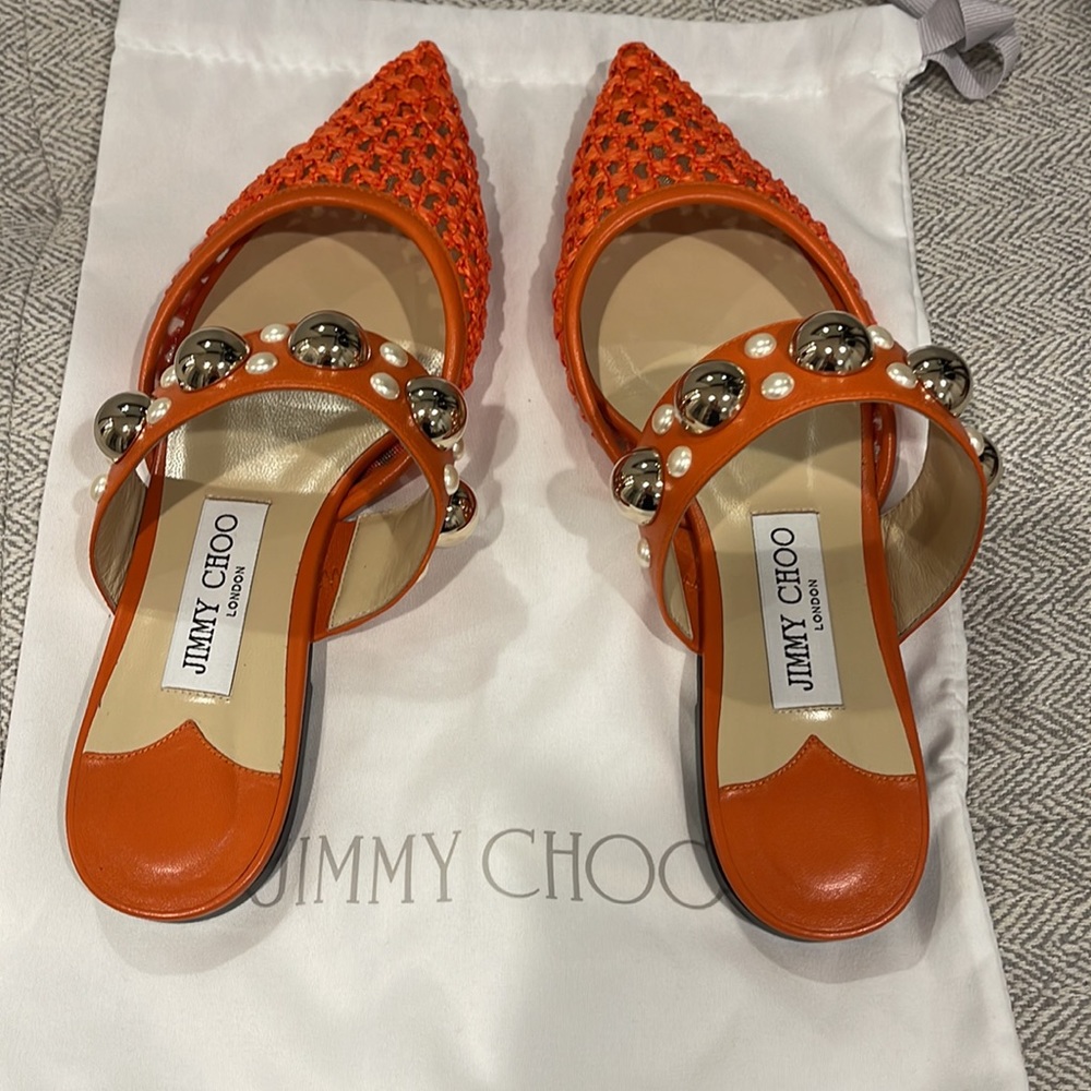 Jimmy Choo
Basette Raffia & Leather Flat - Picture 2 of 8